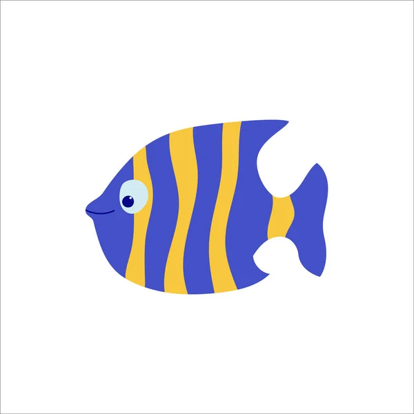 かわいい漫画の魚 カラフルな海と海の動物 分離ベクトル図 — ストックベクタ