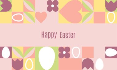 Happy Easter greeting card. Modern geometric abstract style. Perfect for poster, cover or postcard.