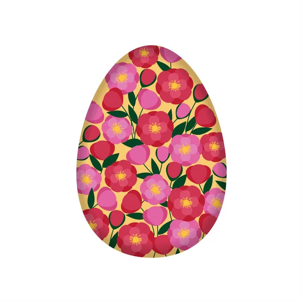 Easter Egg Decorated Flowers Template Poster Greeting Card Invitation Postcard — Image vectorielle
