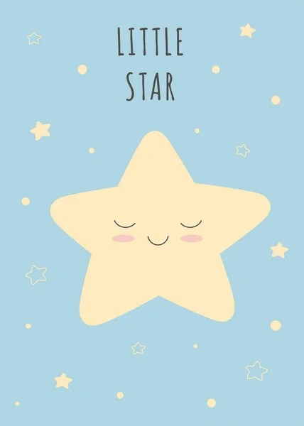 可爱的笑星 婴儿淋浴模板 幼儿海报 印刷品 — 图库矢量图片