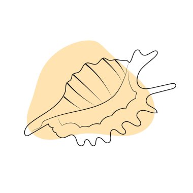 El çizimi sanat deniz kabuğu ve bej rengi soyut şekil