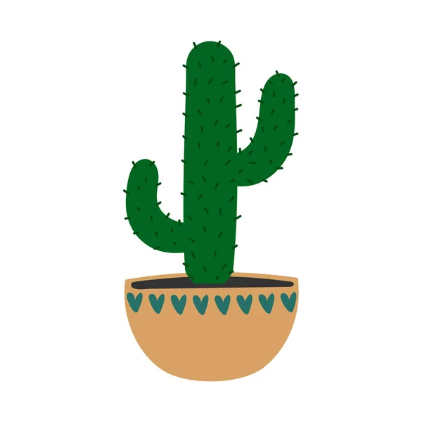 Cactus Pot Fleurs Dessin Animé Plante Intérieur Colorée Illustration Vectorielle — Image vectorielle