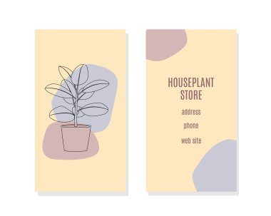 Ev bitkisi mağazası bilekliği, broşür. Floraryum, ev bahçesi, sera, bahçe ve saksı bitkisi konsepti.