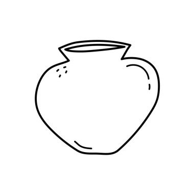 El çizimi sanat vazosu. Kil çömlek. İzole vektör illüstrasyonu 