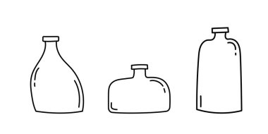 El çizimi sanat şişeleri. Çiçek vazoları koleksiyonu