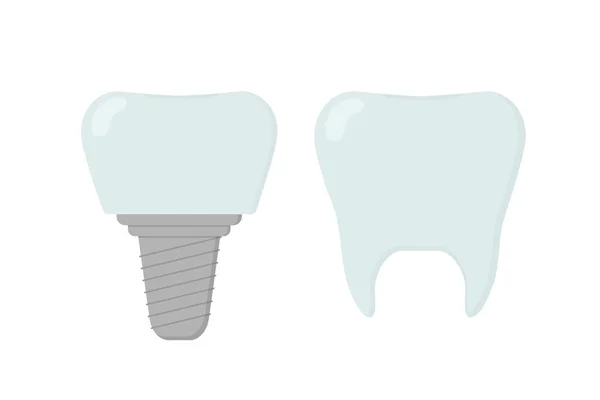 Cartoon Tooth and dental implant for stomatology or dentistry template. — Stockvector