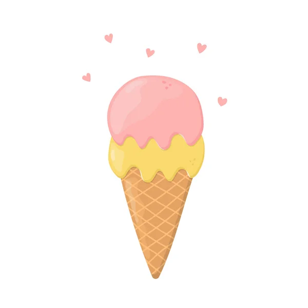 Cono Gofre Con Cucharadas Helado Puede Utilizar Para Póster Impresión — Vector de stock