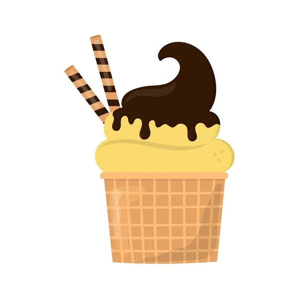 Helado Elaborado Mano Con Cobertura Chocolate Puede Utilizar Para Póster — Vector de stock