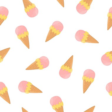 Dondurma izi yok. Dondurmalı waffle külahı. Poster, baskı, kartlar, ambalaj kağıdı, giysi dekorasyonu ve dondurma dükkanı için arka plan