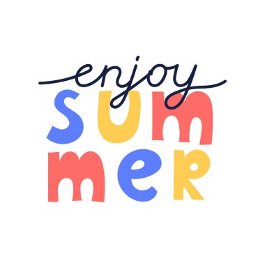 El çizimi yaz mektupları. Yaz tipografik tasarımının tadını çıkar. İzole vektör illüstrasyonu