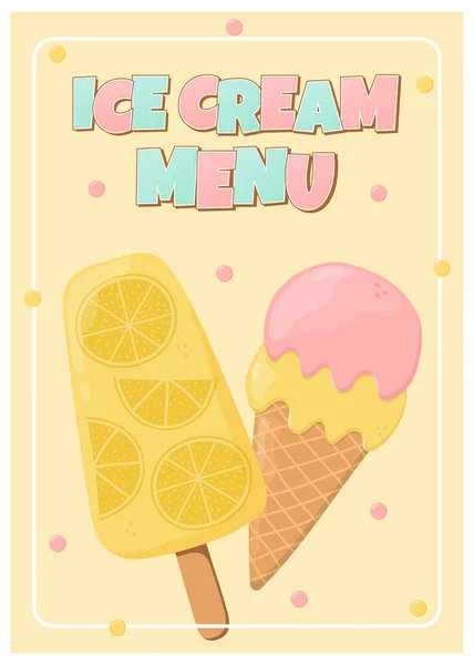 Plantilla Menú Helado Puede Utilizar Para Póster Banner Tarjeta Volante — Archivo Imágenes Vectoriales