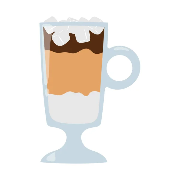 Latte Helado Dibujos Animados Taza Vidrio Refrescante Bebida Verano Ilustración — Archivo Imágenes Vectoriales