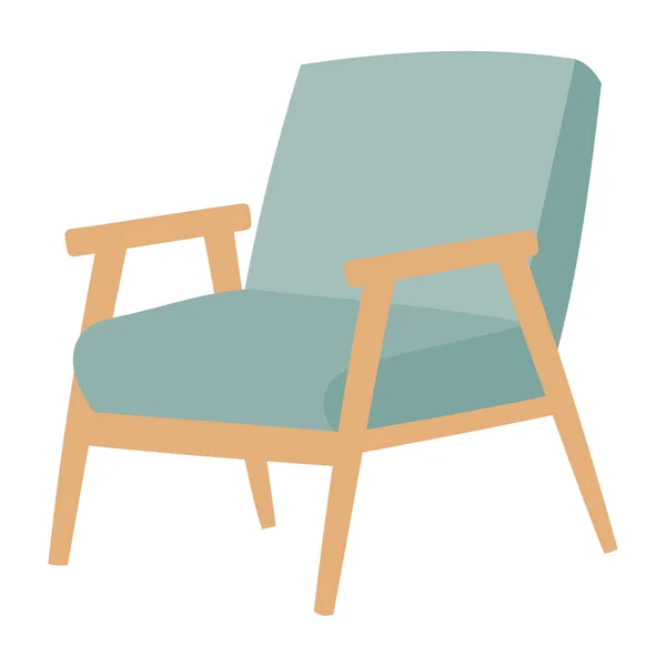 Ręcznie Rysowany Fotel Drewnianymi Podłokietnikami Część Wnętrza Salonu Lub Biura — Wektor stockowy