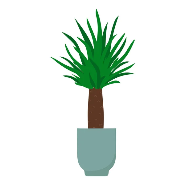 Yucca Plant Flowerpot Hand Drawn Houseplant Isolated Vector Illustration — Vetor de Stock