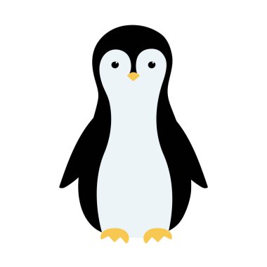 Cute hand drawn penguin. Cartoon character for kids or baby design. Isolated vector illustration 