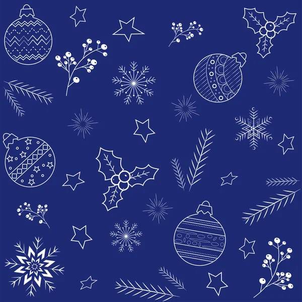 Płynny wzór na niebieskim tle świąteczne kulki — Wektor stockowy