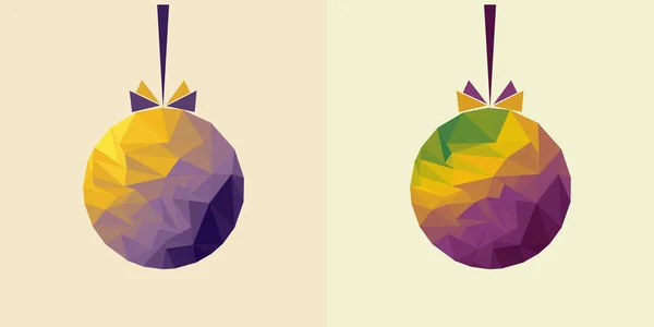 A pair of low-poly Christmas balls with a gradient — Stock Vector