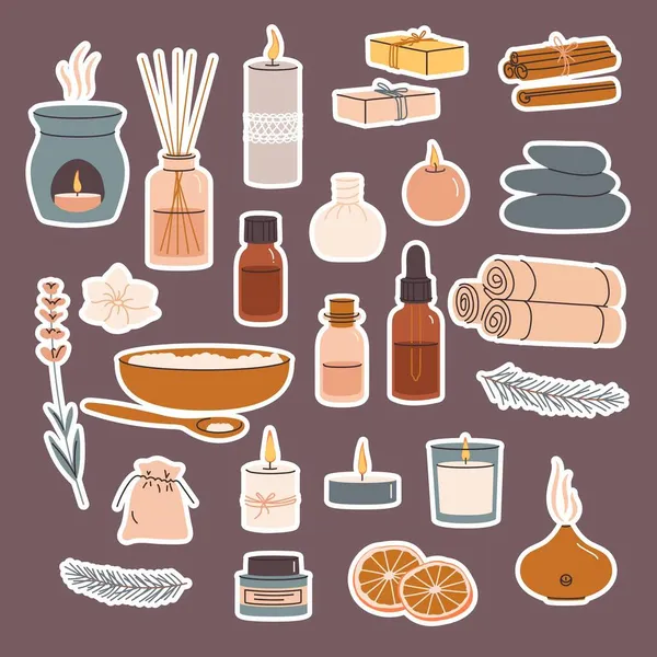 Aromaterapi modasına uygun etiketler, gerekli yağlar, spa ve masaj için mumlar. Doğal aroma yağları, bitkiler, yayıcı, mumlar, tuz, el yapımı sabun ve güzellik için havlular. Homeopati ve ayurveda terapisi