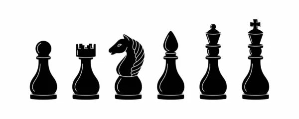 Sakk Figurák Gyűjteménye Vektor Illusztráció Különböző Sakkfigurák Fekete Színben Játékok — Stock Vector
