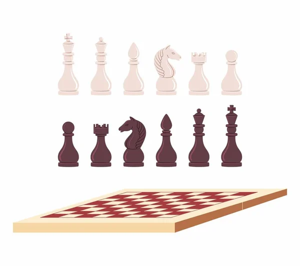 Sbírka Šachových Figurek Hracích Ploch Vektorová Ilustrace Sada Různých Šachových — Stockový vektor