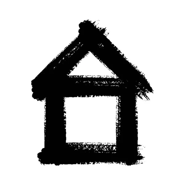 Icono Casa Pinceladas Grunge — Vector de stock