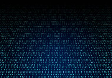 Dijital ikili kod arka planı. Matrix tarzı program. Rastgele düşen sayılar.