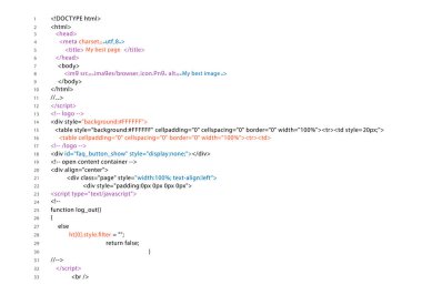 Web sitesi HTML kodu. Dijital kod arka planı. Bilgisayar ekranı ağ arayüzü