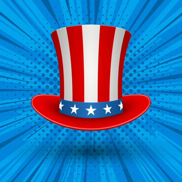 Sombrero Americano Del Tío Sam Sombrero Bandera Estadounidense Sobre Fondo — Vector de stock