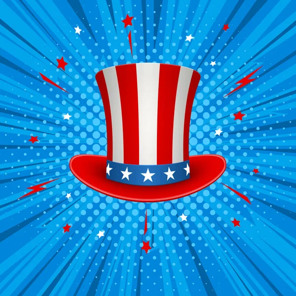 Sombrero Americano Del Tío Sam Sombrero Bandera Estadounidense Sobre Fondo — Vector de stock