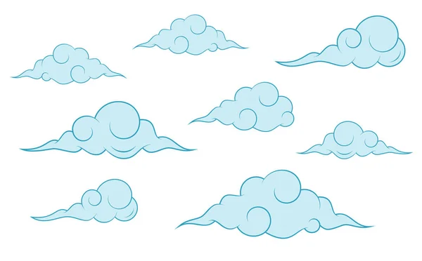 Wolken Collectie Chinese Stijl Set Van Gestileerde Wolken — Stockvector