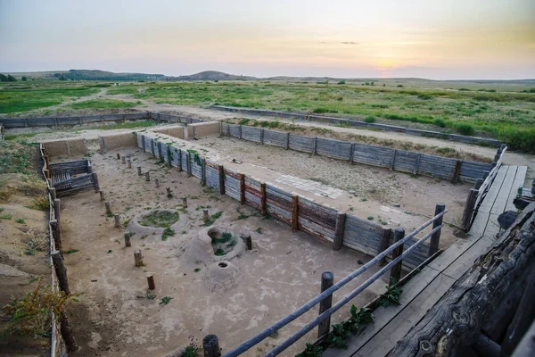 2021年8月24日 俄罗斯Arkaim 古代青铜器时代Archaeological Site Ancient Fortified Settlement Bronze Age Arkaim 图库照片