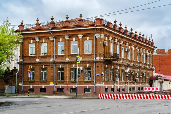 Orenburg Russia Settembre 2021 Vecchia Casa Mattoni Due Piani Con — Foto Stock