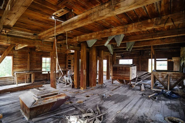 Interior Antiguo Molino Abandonado Foto Fue Tomada Pueblo Pervokrasnoe Región — Foto de Stock