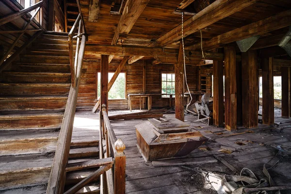 Interior Antigo Moinho Abandonado Foto Foi Tirada Aldeia Pervokrasnoe Região — Fotografia de Stock