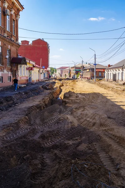 Orenburg Rusland Augustus 2021 Herziening Van Stedelijke Communicatie Wegdek Postnikova — Stockfoto