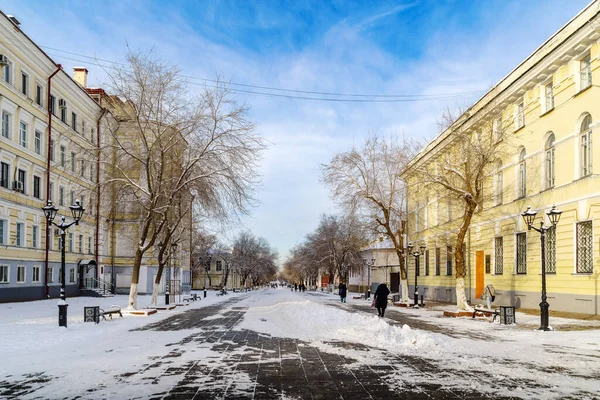 Orenburg Russia December 2021 Winter Cityscape Sovetskaya Street — Stok fotoğraf