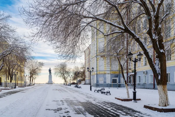 Orenburg Russia December 2021 Winter Cityscape Sovetskaya Street — Stok fotoğraf