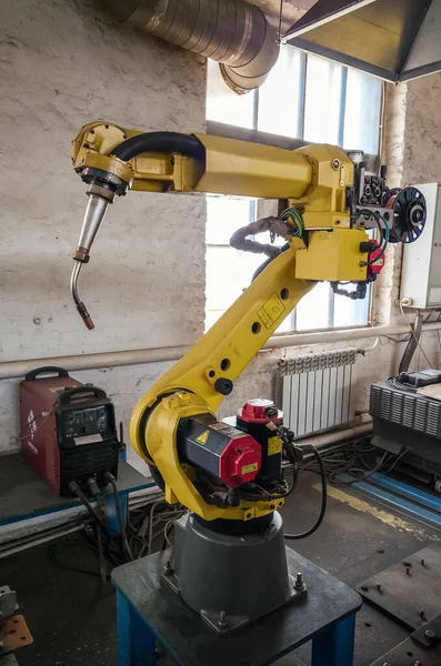 Welding Robot Production Room Mechanical Plant Picture Taken Russia — стокове фото