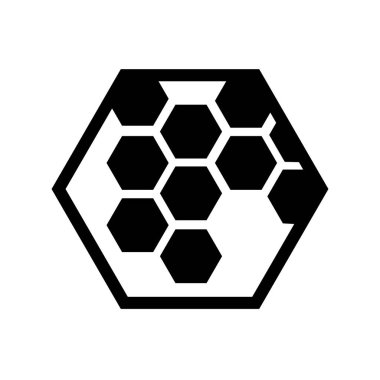 Bal peteği tek siyah kabartma simgesi. Vektör beyazda izole edildi.