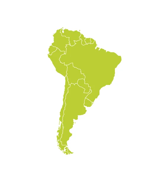 Mapa político de Sudamérica. Territorios en líneas, sin nombres. Ilustración vectorial plana aislada en blanco. — Archivo Imágenes Vectoriales