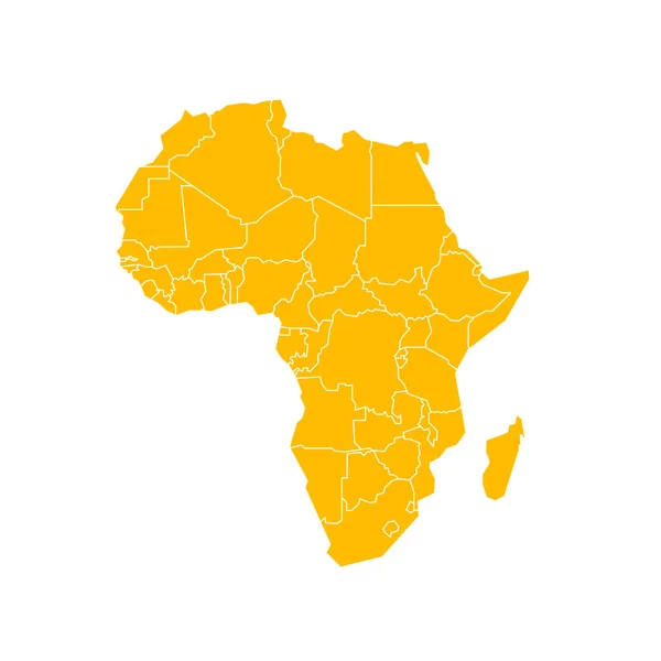 Politická mapa Afriky s územími jednotlivých zemí v řadách. Ploché infografický styl vektorové ilustrace izolované na bílé. — Stockový vektor