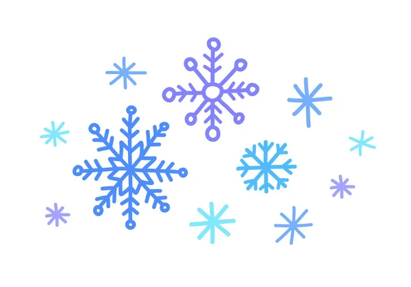 Χειροποίητες νιφάδες χιονιού διακοσμητική σύνθεση. Εικονογράφηση διανύσματος σε λευκό. — Διανυσματικό Αρχείο
