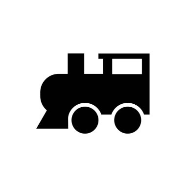 Old train black glyph icon. Vector isolated on white.