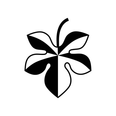 Kök siyah bir sembol üzerinde üzüm yaprağı. Vektör beyazda izole edildi