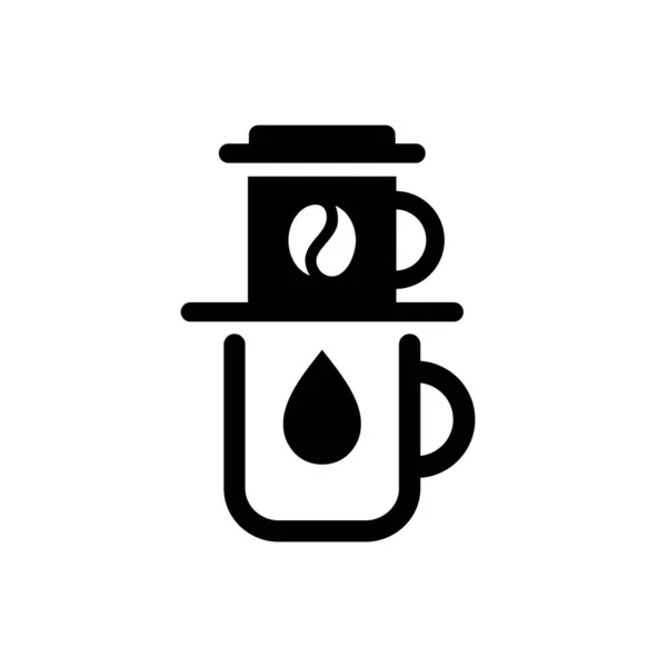 Vietnam drip coffee. Vector black icon isolated on white. — Stock Vector