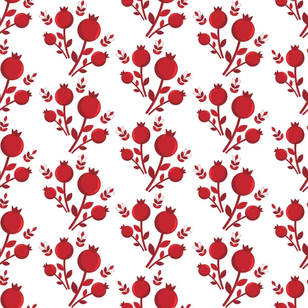 Beyaz arkaplanda kırmızı bitki elementlerinin vektör deseni