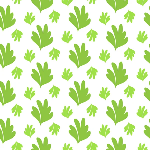 Green Leaves White Background Vector Pattern — Stock Vector