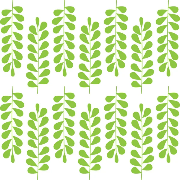 Yeşil yapraklı kusursuz desen, vektör illüstrasyonu