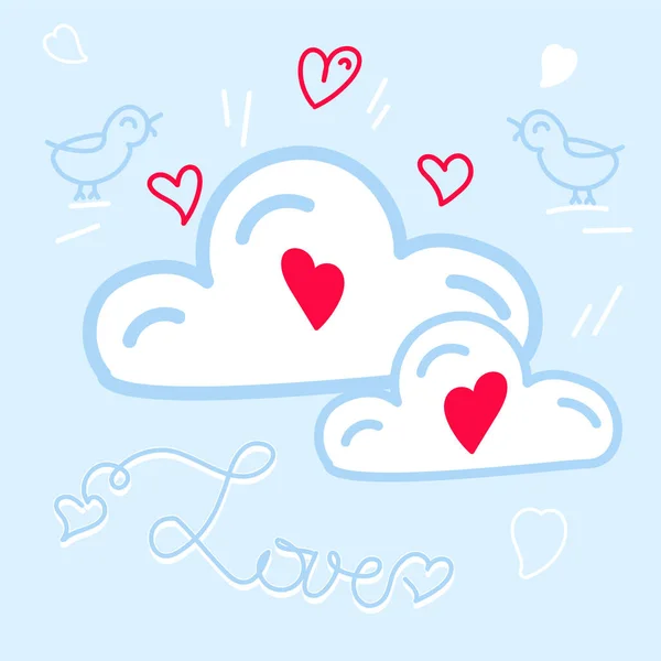 Bulutlardaki kalp ve teklifler, düğün tasarım şablonları