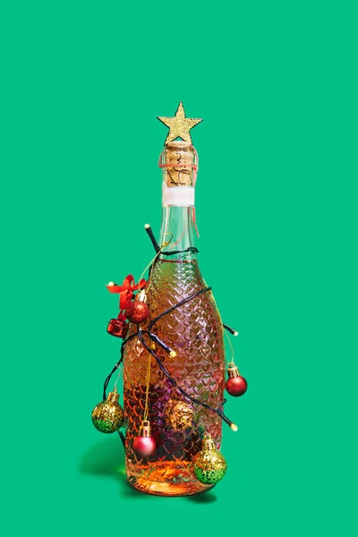 Una Botella Preciosa Con Muchos Corazones Pequeños Alrededor Brillo Estrella — Foto de Stock
